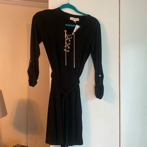 Black Michael Kors dress with gold chain detailing